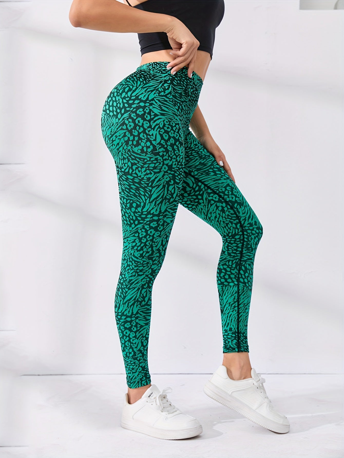 Women's Print Hip Lift Workout Leggings High Elastic Slim Fitness Pants