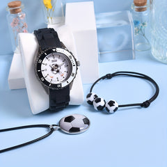 3pcs LED Sports Watch Set for Boys Soccerthemed