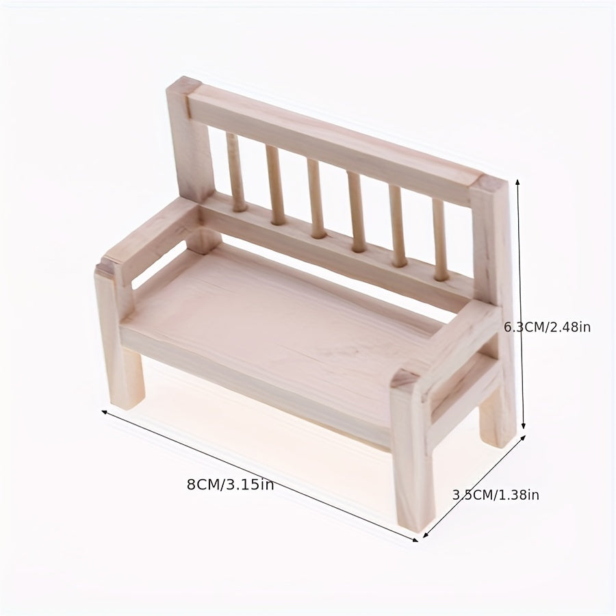 Wooden Backrest Chair Dollhouse Furniture Micro Scale Home Decor DIY