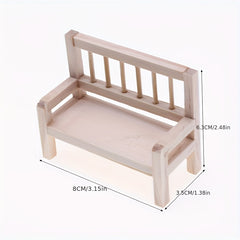 Wooden Backrest Chair Dollhouse Furniture Micro Scale Home Decor DIY