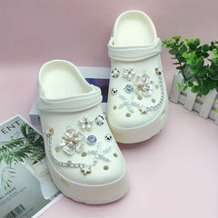 14pcs Crocodile Sandal Topper DIY Removable Flower Buckle