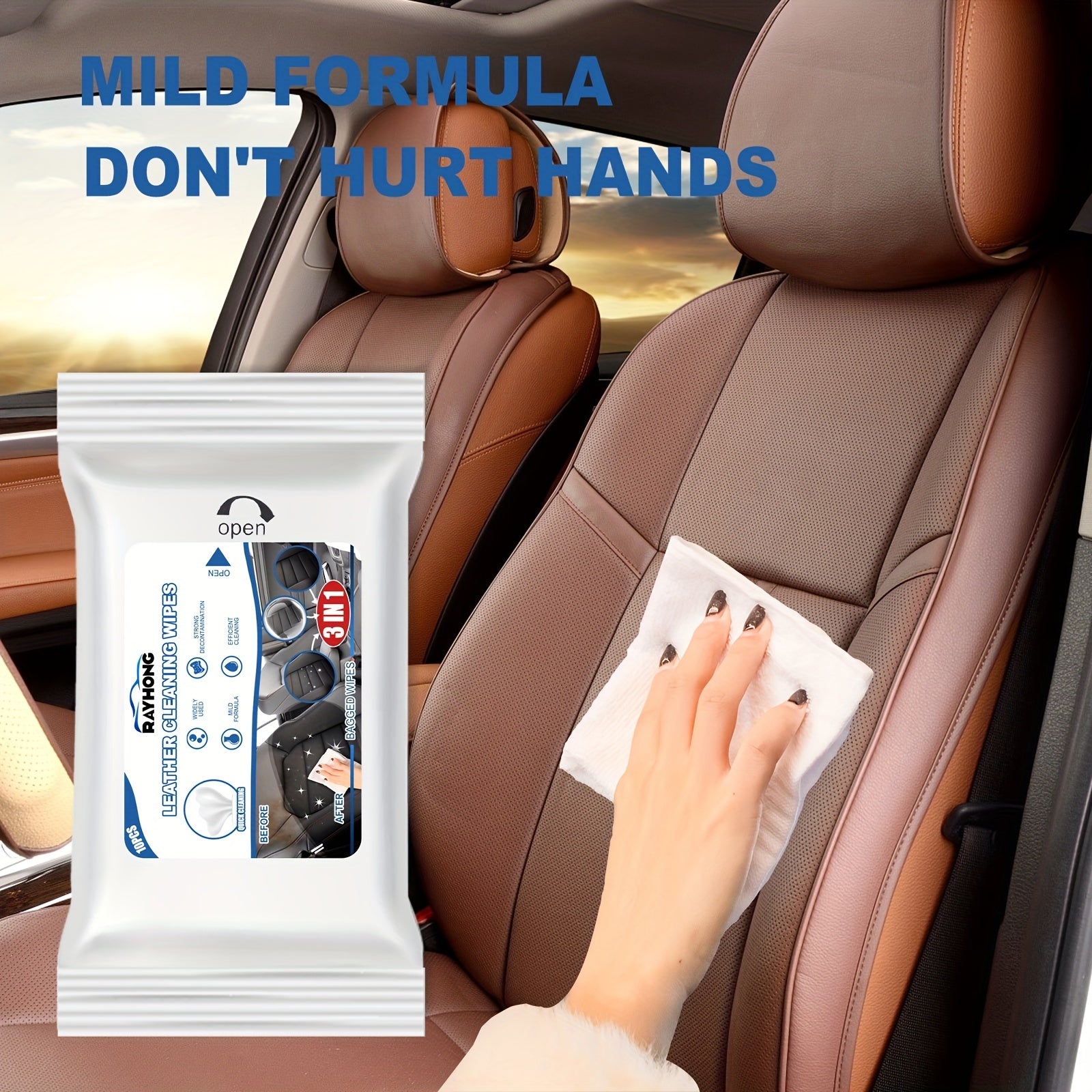 Car Interior Cleaning Wipes, Glass Leather Sofa Cleaner