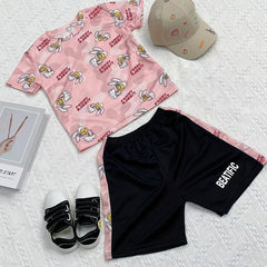 Boys Funny Rabbit Casual Outfit T shirt & Shorts Summer Clothes Sets