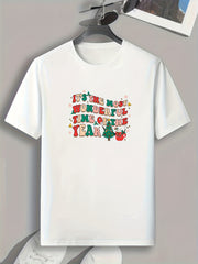 Letter Pattern Print Men's Sports Tee Christmas Style