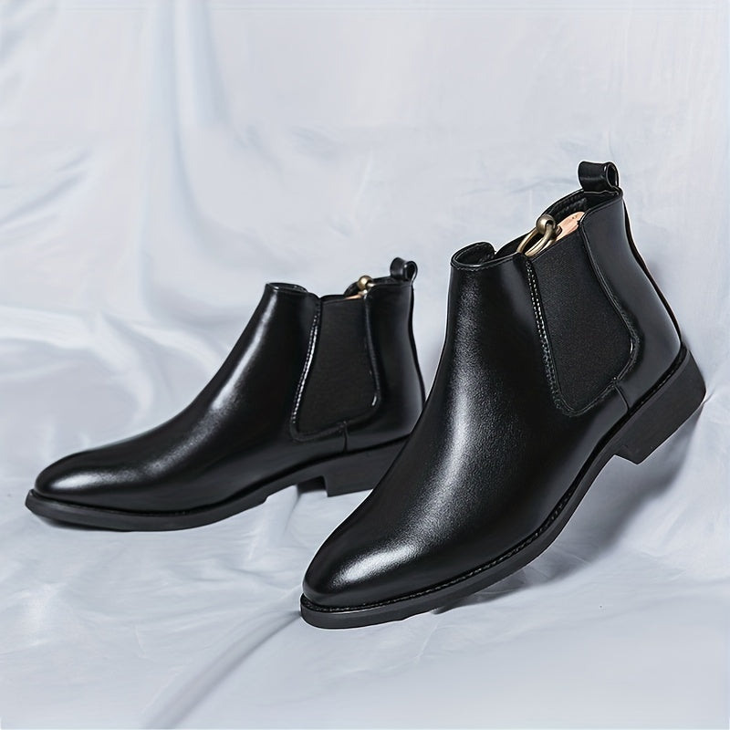 Men's Retro Chelsea Boots Pointed Toe Slip On High Top Boots