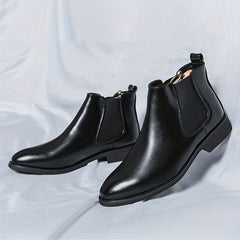 Men's Retro Chelsea Boots Pointed Toe Slip On High Top Boots