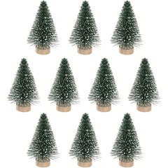 10pcs Mini Christmas Tree Artificial Pine Trees Snow Scene Decoration