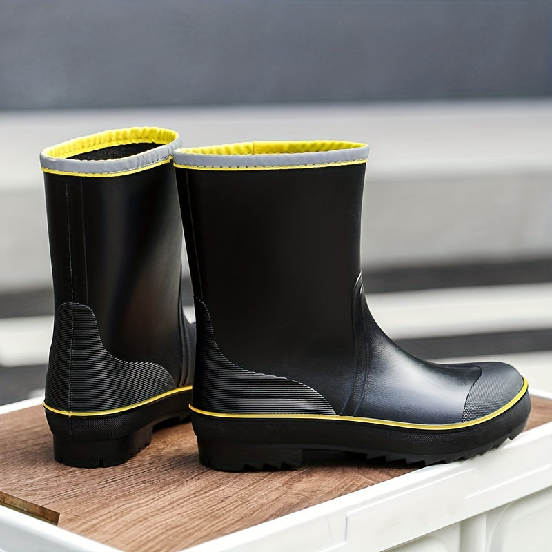 Men Mid Top Rain Boots Wear resistant Waterproof Non slip Rain Shoes
