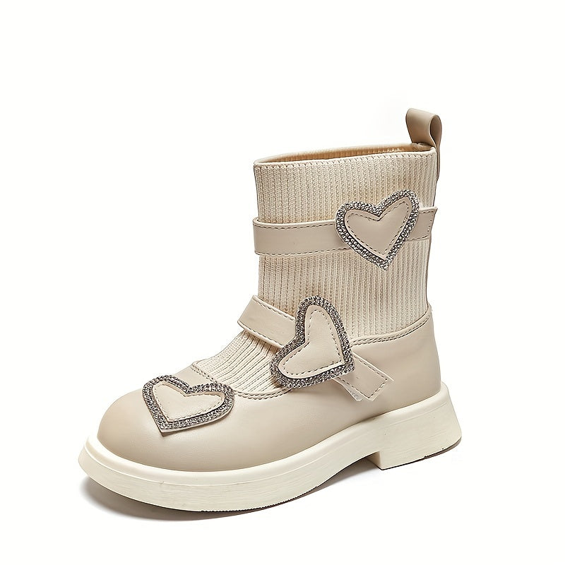 Girls Casual Heart Slip On Boots Non Slip Comfortable Indoor Outdoor Travel
