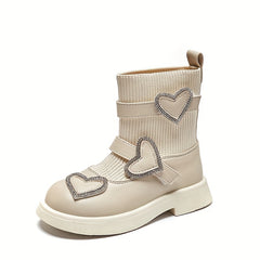 Girls Casual Heart Slip On Boots Non Slip Comfortable Indoor Outdoor Travel