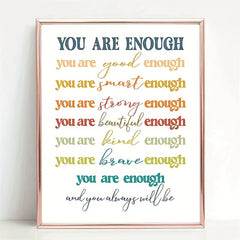 You Are Enough Retro Positive Prints Motivational Posters