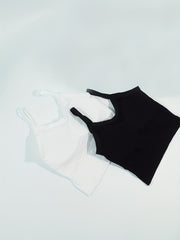 2pcs Ribbed Solid Cami Tops Padded Women's Lingerie