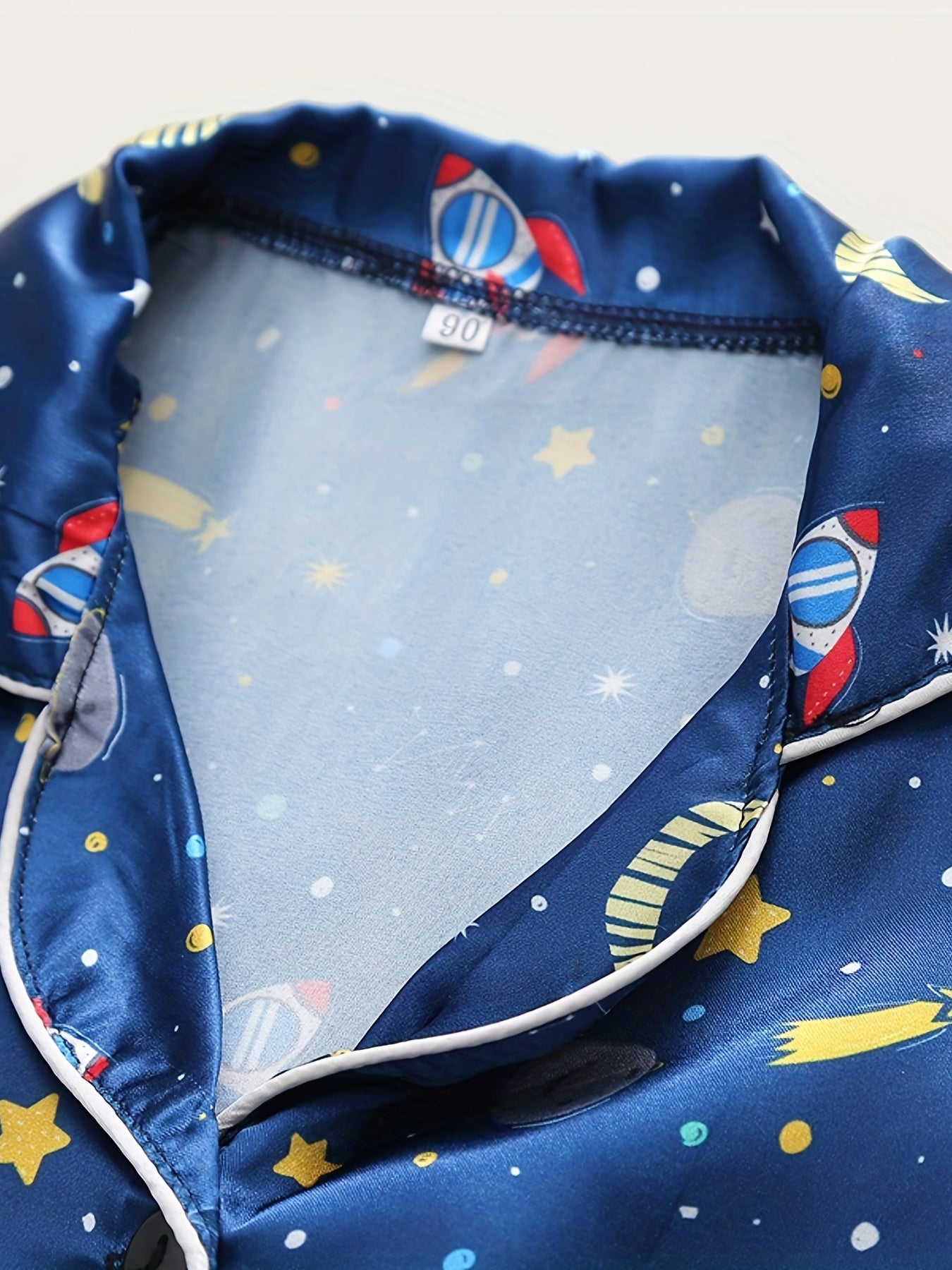 Boys Rocket Moon Star Pajamas Set Short Sleeves Tops & Bottoms