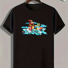 Cartoon Print Men's Graphic T-shirt for Summer