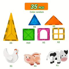 Farm Animal Magnetic Building Blocks 3D Stacking Toy Set