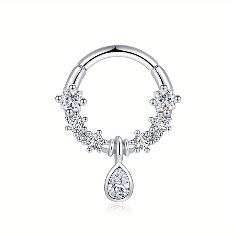 Zircon Inlaid Septum Nose Ring Body Piercing Jewelry