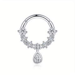 Zircon Inlaid Septum Nose Ring Body Piercing Jewelry