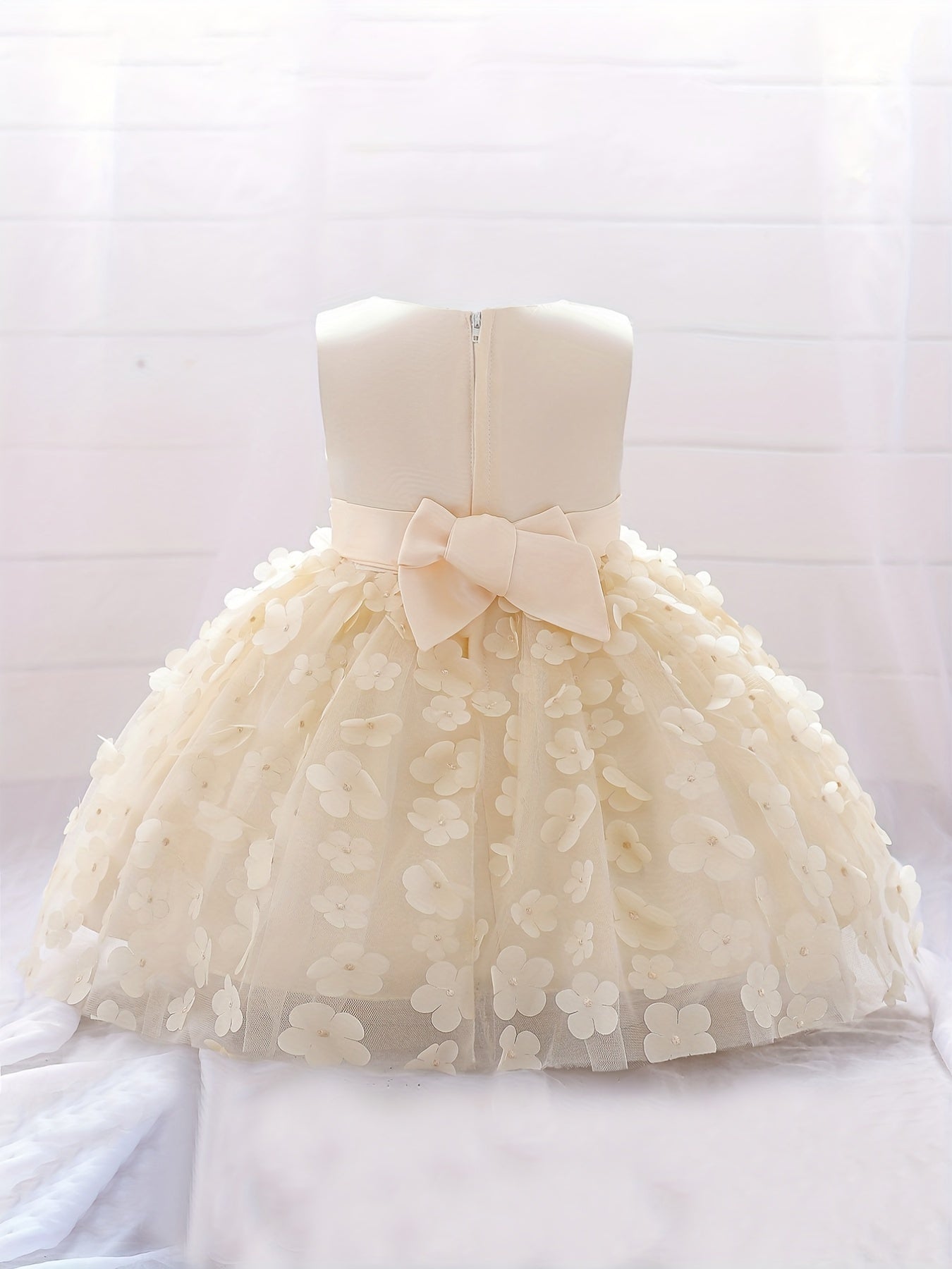 Floral Bow Belted Puffy Princess Dress