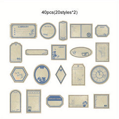 40pcs Retro Natural Adhesive Stickers Scrapbook Craft Bullet Journal Decals