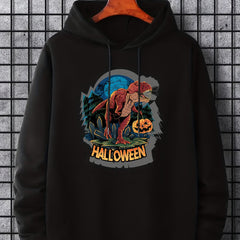 Men's Halloween Dino Print Hoodie Casual Sweatshirt
