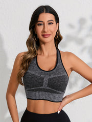 High Stretch Crew Neck Sports Bra Racer Back Workout Bra Women's Activewear