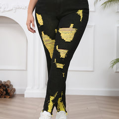 Colorblock Ripped High Rise Skinny Jeans