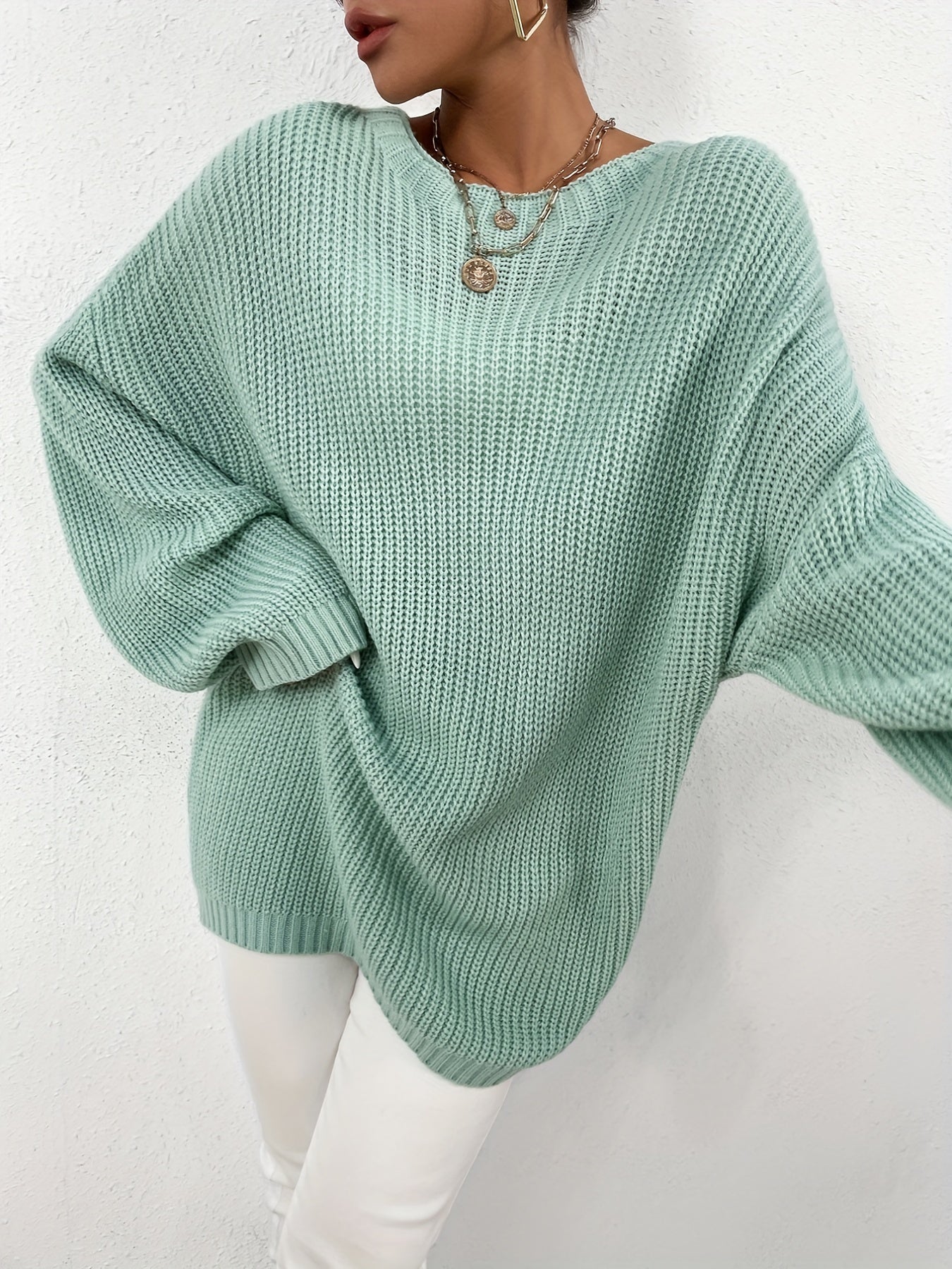 Versatile Knit Sweater Casual Crew Neck Long Sleeve Women's Clothing
