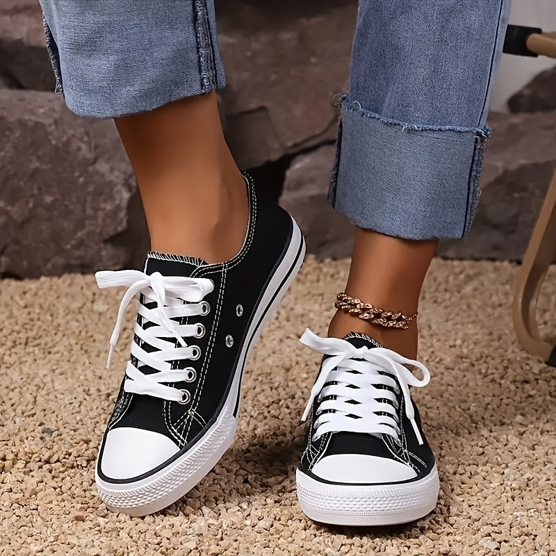 Women's Canvas Lace Up Outdoor Shoes Lightweight Walking Shoes