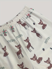 Elk Print Pajama Set Long Sleeve Top & Pants