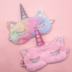 Cartoon Monocerous Horse Eye Mask Plush Blackout Sleep Mask