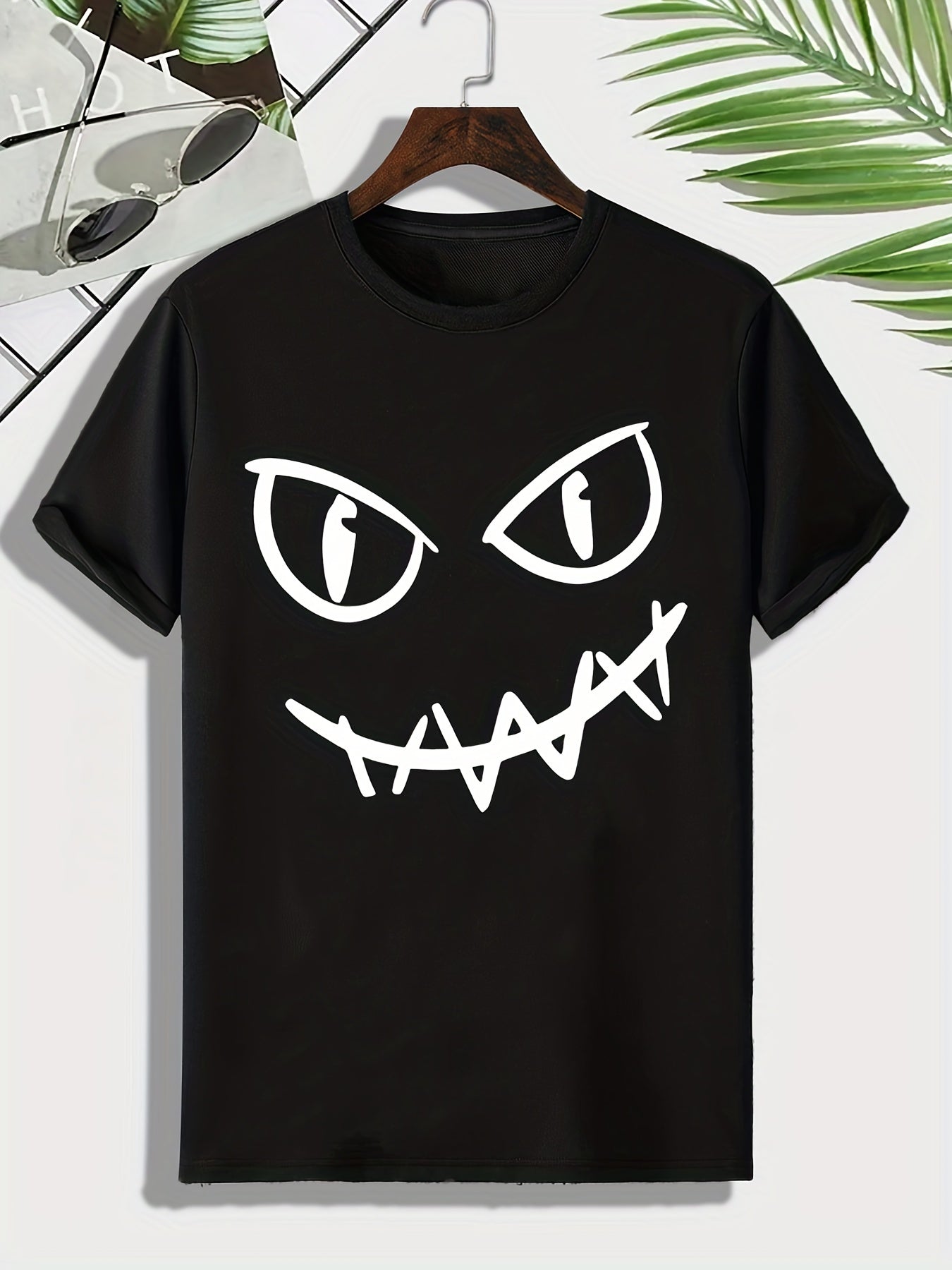 Men's Graffiti Face Print T shirt Active Breathable Tee