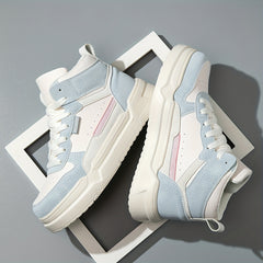 Women's Chunky Sneakers Faux Leather Heighten Block Casual Shoes