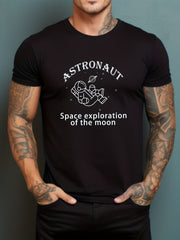 Men's Printed Leisure Sports T shirt Casual Stretch Round Neck Tee Shirt