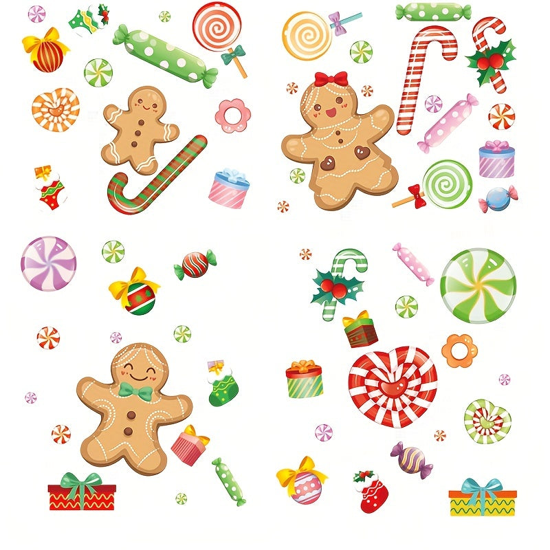 Christmas Glass Stickers Candy Man Candy Stick Static Stickers
