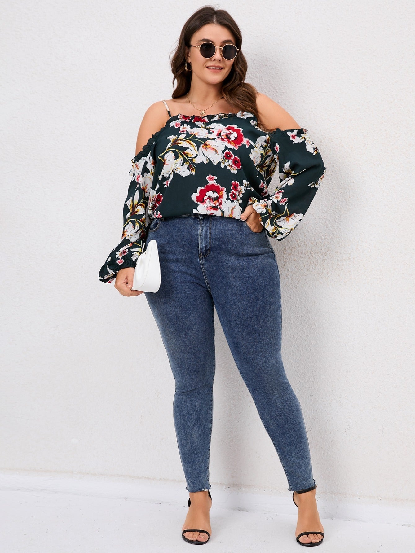 Floral Cold Shoulder Blouse Spring Fall Shirt
