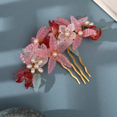 Antique Flower Pearl Hair Comb Cheongsam Hairpin Accessories