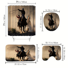 Western Cowboy Shower Curtain Set - Bathroom Decor