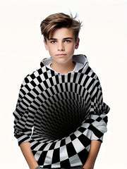 Kids Hollow Optical Illusion 3D Print Hoodie Hip Hop Street Sports Tops