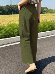 Solid Pocket Straight Leg Pants for Women