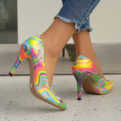 Abstract Stiletto Heels Point Toe Dress Pumps - Party Heels