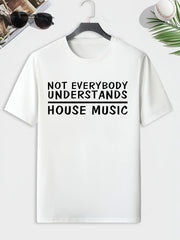 Men's House Music Print T shirt Comfy Crew Neck Tee For Outdoor