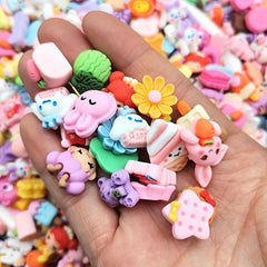 50pcs Resin Mix Cartoon Style Slime Charms DIY Jewelry Making Accessories