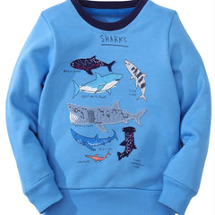 Kids Shark Printed Long Sleeve Round Neck Sweatshirt