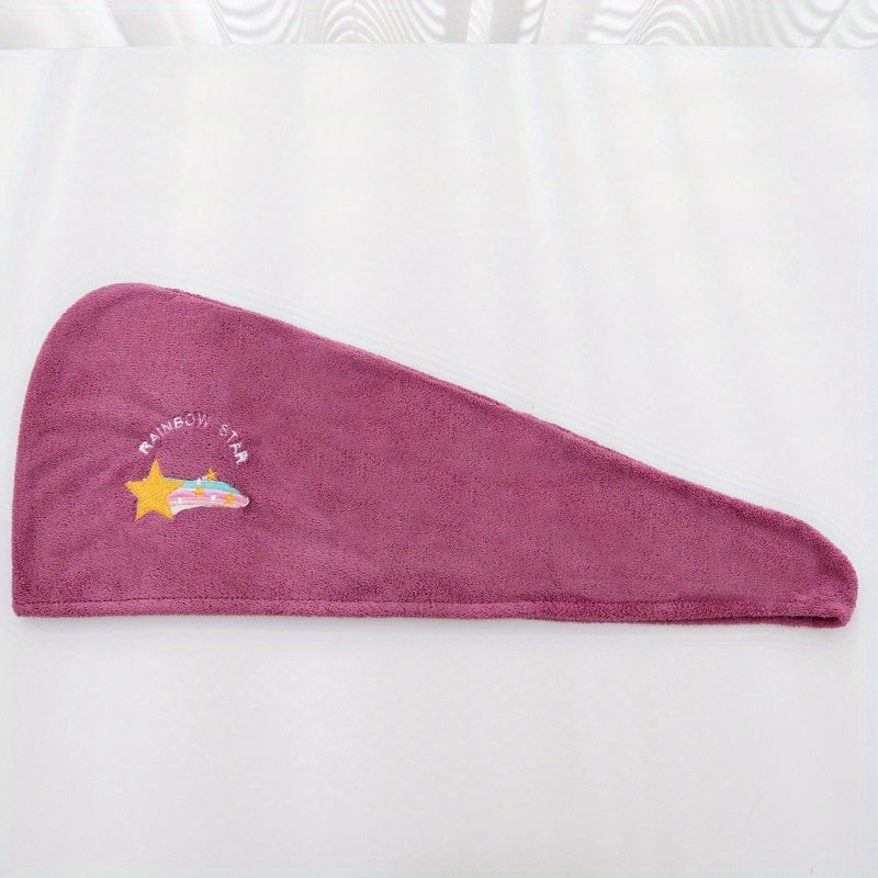 Embroidery Style Hair Drying Cap Coral Velvet Thickened Hair Towel