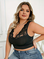 Sexy Plus Size Lace Trim Bra Wide Straps Skin Friendly