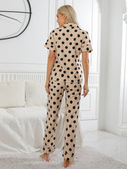 Polka Dot Lounge Set Short Sleeve Top & Pants