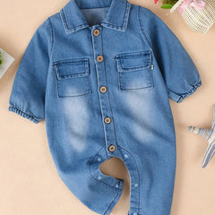 Infant Toddler Denim Jumpsuit Long Sleeve Onesie