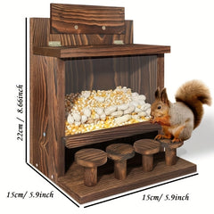 Wooden Squirrel House for Fall Garden Decor