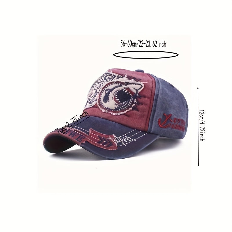 Embroidered Big Shark Baseball Cap for Men and Women