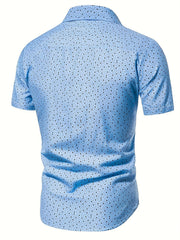 Star Pattern Short Sleeve Dress Shirt Men s Semi Formal Lapel Button Up Shirt